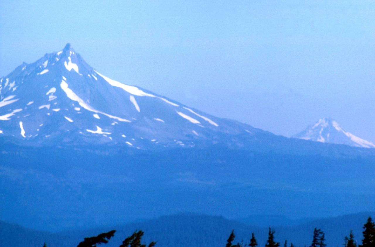 Mt. Hood can be seen along with Mt. Jefferson at this high vista along the West Cascades Byway.